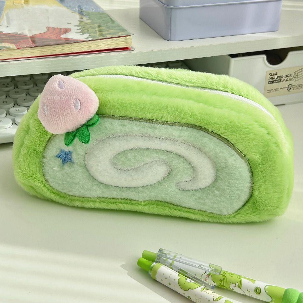 Cute Honeydew Swiss Pen Bag Large Capacity Multi-functional Pencil Case Stationery Storage Bag Students