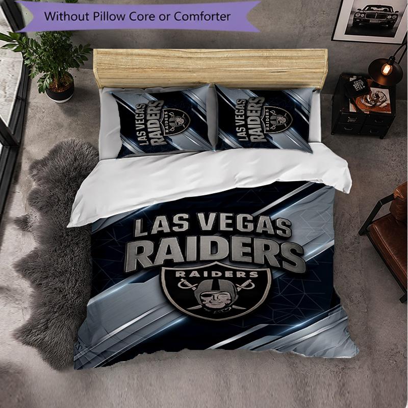Set Biancheria da Letto 3 Pezzi in Microfibra con Motivo Las Vegas Raiders Decorazione Copripiumino per Camera da Letto Uso Domestico