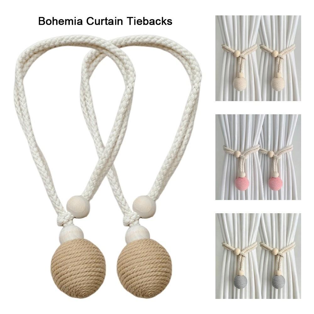 2Pcs Set No-drill Bohemia Curtain Tiebacks  Curtain Decor Organization