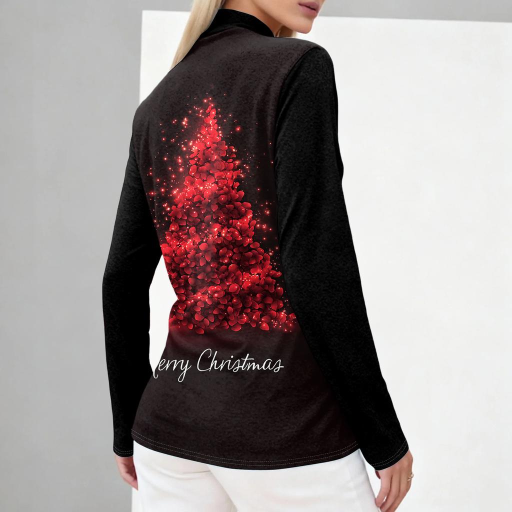 Cămăși de toamnă casual cu mânecă lungă Hanorac cu imprimeu vintage Pulover cu gât înalt