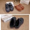 Johnature Hollowed Out Thick Soled Outdoor Fashionable Slippers Genuine Leather Round Toe Women's Slip-on Shoes