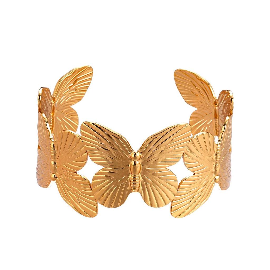 Edelstahl Schmetterling Offener Armreif: Vielseitiges Mode-Armband für Damen