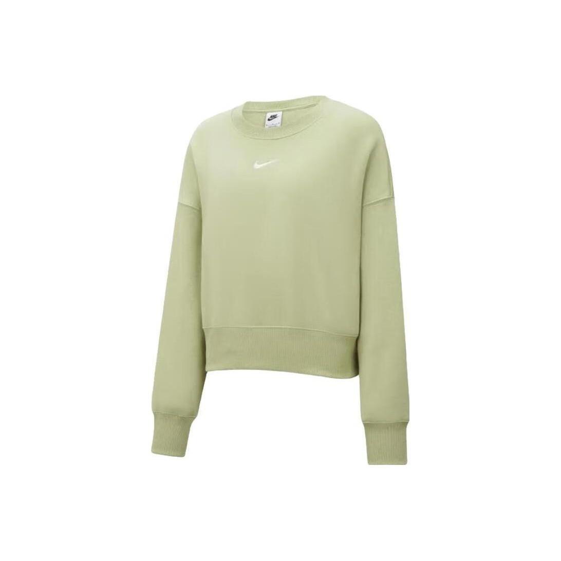 Nike Solid Color Casual Loose-Fit Sweatshirt for Women in Green XS