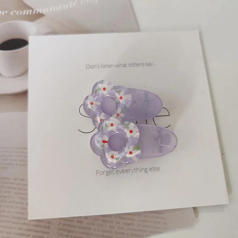 2pc Fashion Cute Plaid Flower Small Hairpin Hair Side Clips for Women Girls Child Gift Hair Accessories Headwear Ornament