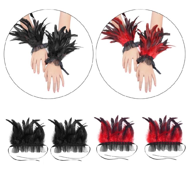 Ethnische Armstulpen mit Federn für Damen-Themenparty-Kostüm, Handgelenksmanschetten, dekorative Armbedeckungen, Halloween-Party-Accessoires