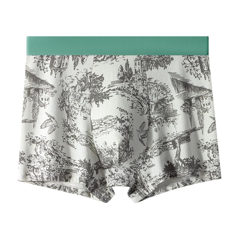 Stilvolle Herren-Boxershorts - Antibakterieller Maulbeerseiden-Zwickel, Atmungsaktive Baumwolle, Komfortabler Mid-Waist