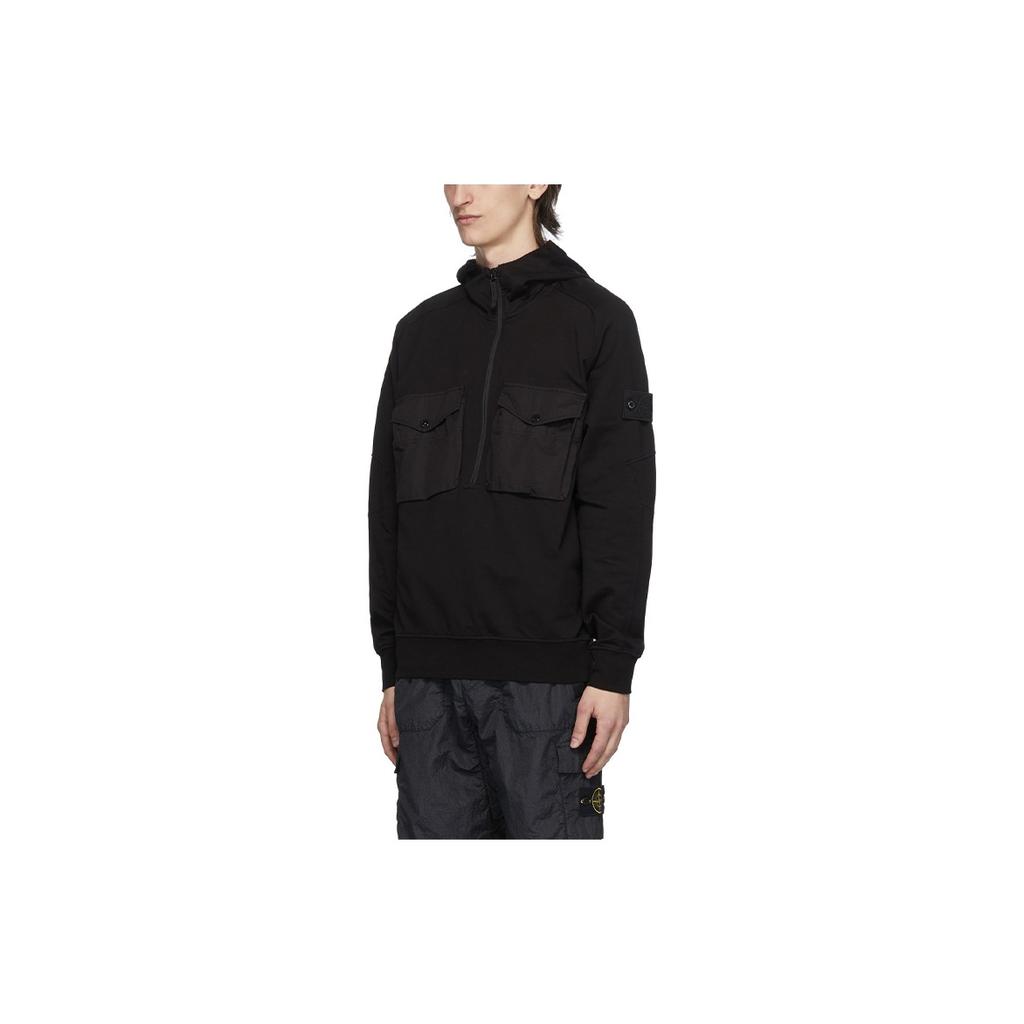 STONE ISLAND Ghost Pieces Black Label Hooded Sweatshirt With Large Pocket Men Sweatshirt 7215636F3-V0029