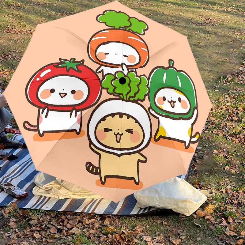 1PC Vegetable Cat Umbrella-8-Rib Reinforced Portable Folding Travel Suitable for All Seasons Outdoor Daily Use Is an Ideal Choice -F319
