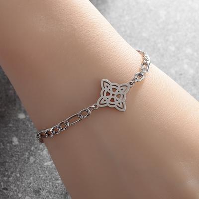 1PC Aço Inoxidável Bruxaria Bruxa Nó Pulseira Mulheres Sorte Nó Pulseira Ajustável Meninas Sorte Amuleto Jóias