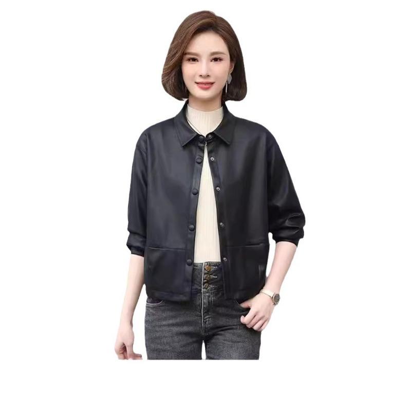 Women's Leather Jacket Spring and Autumn Korean Style PU Leather Jacket Loose Short Motorcycle Leather Jacket