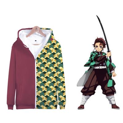 Anime mikiny na zip s kapucí Demon Slayer Blade Kilo Gate Tanjirou 3D digitálně potištěné oblečení s kapucí Plus Size