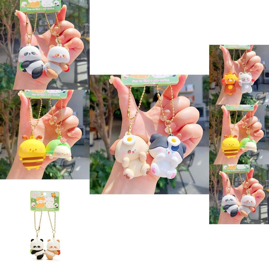 Adorable Miniature Animal Couple Magnetic Keychain Pendant Cute Gift For Collectors