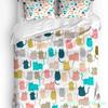 Haustier Katze Niedliche Rosa Nelkenblumen 3tlg. Bettwäscheset Für Schlafzimmer Doppelbett Heimtextil Bettbezug Steppdeckenbezug Kissenbezug