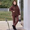 Women's Winter Cotton Two-Piece Set: Fleece-Lined Jacket & Pants for Middle-Aged and Elderly