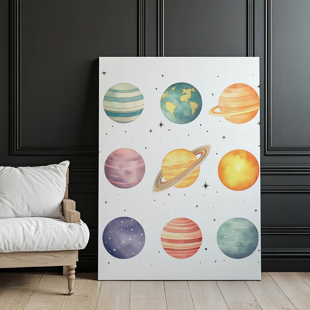 Gwiezdne Odkrycia: Plakat Małego Astronoma Gwiezdne Odkrycia: Plakat Małego Astronoma, 50X70 Cm, Rama Drewniana Jasny Dąb, Papier Matowy 230 Gsm