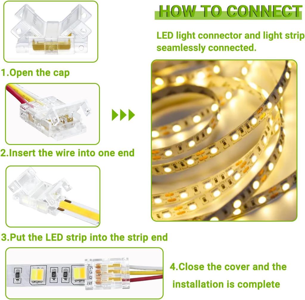 8mmLED connector 3Pin dual-color temperature light strip solderless buckle connector plate to wire crystal buckle 20pcs