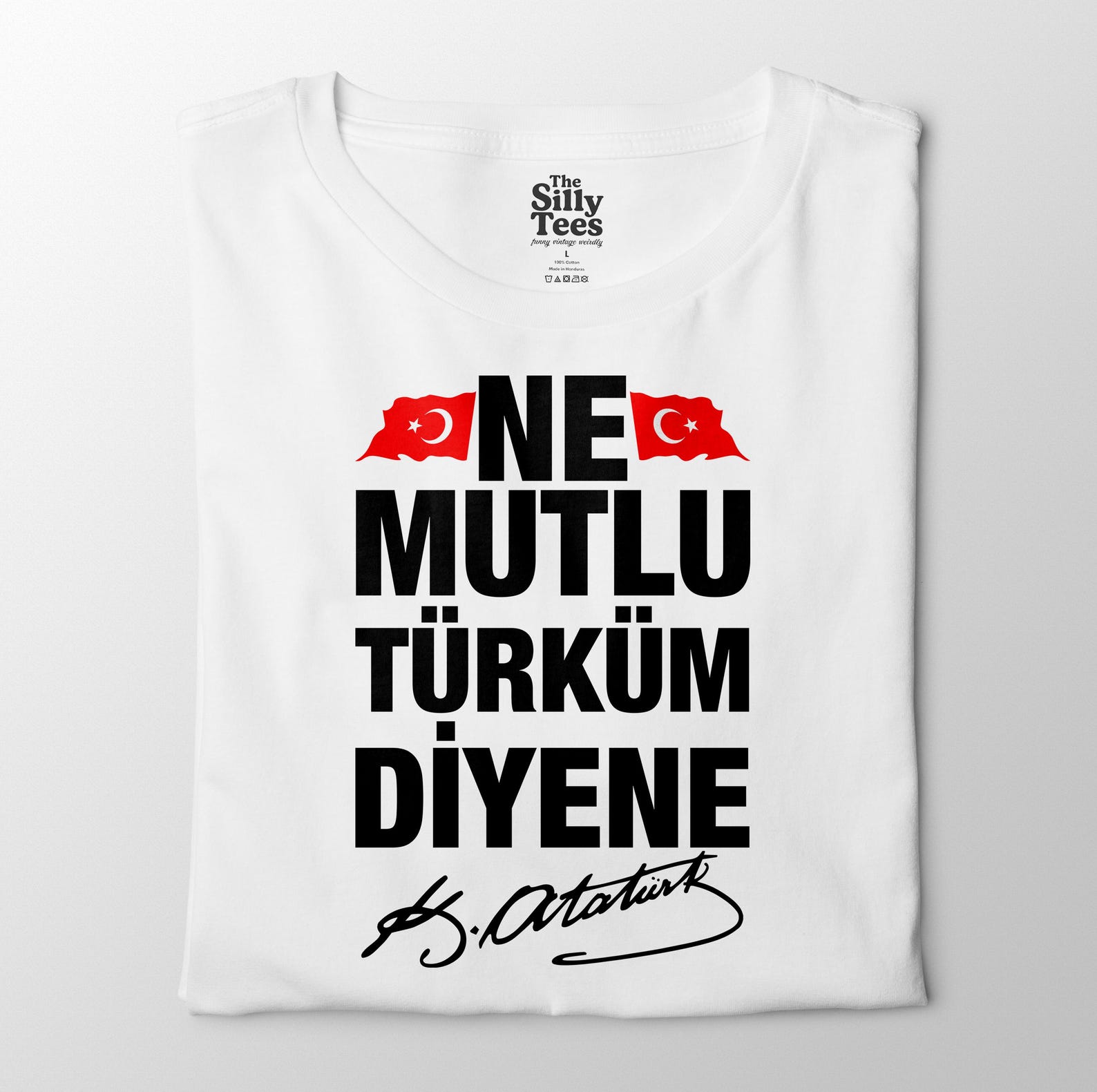 Atatürk Quote T-Shirt, Turkish Flag Patriotic Tee L