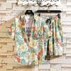 Erkek Set Kısa Kollu Hawaii Gömlek ve Şort Yaz Rahat Çiçek Gömlek Plaj Iki Parçalı Takım Elbise Moda Erkek Setleri