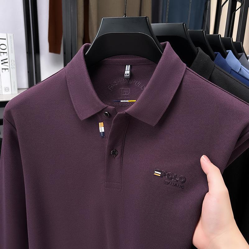 Men's Long Sleeve Lapel Polo Shirt - Versatile Casual Base Layer for Spring and Autumn.