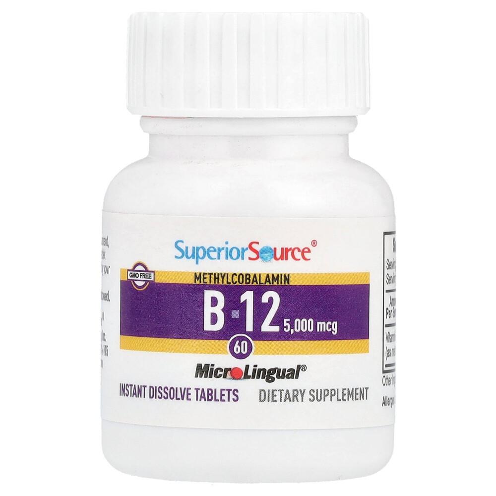 Superior Source Methylcobalamin B-12 5000mcg Instantly Dissolving MicroLingual Tablets, 60 Count
