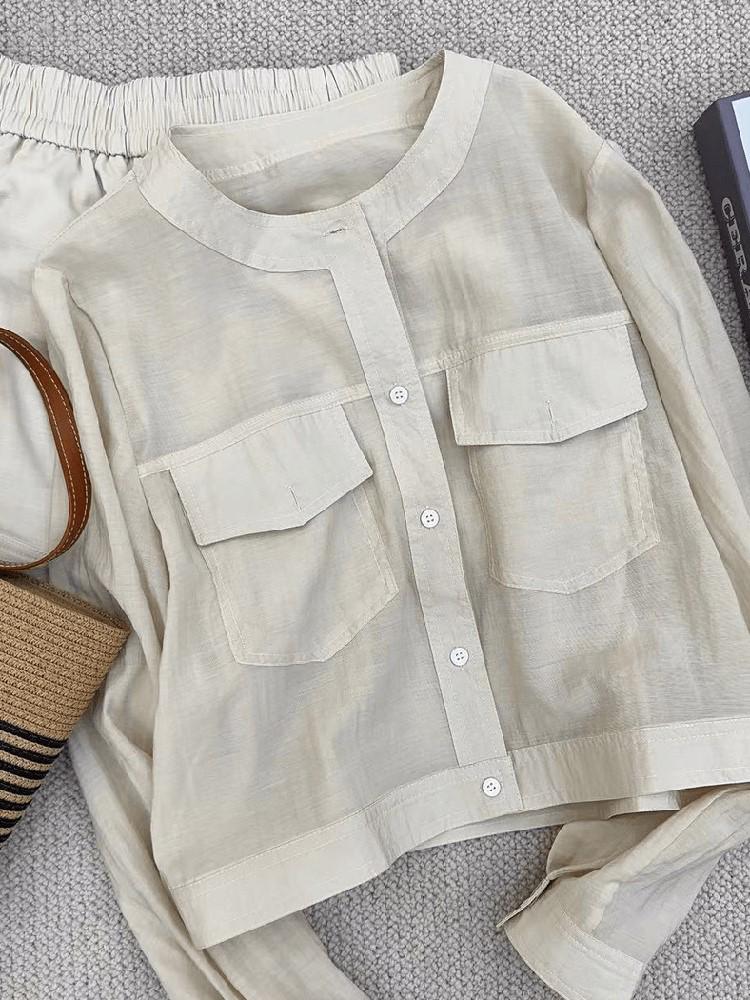 2025 Women's Lightweight Linen Sun Protection Shirt - Slimming, Breathable, Single-Breasted, Casual Short Jacket