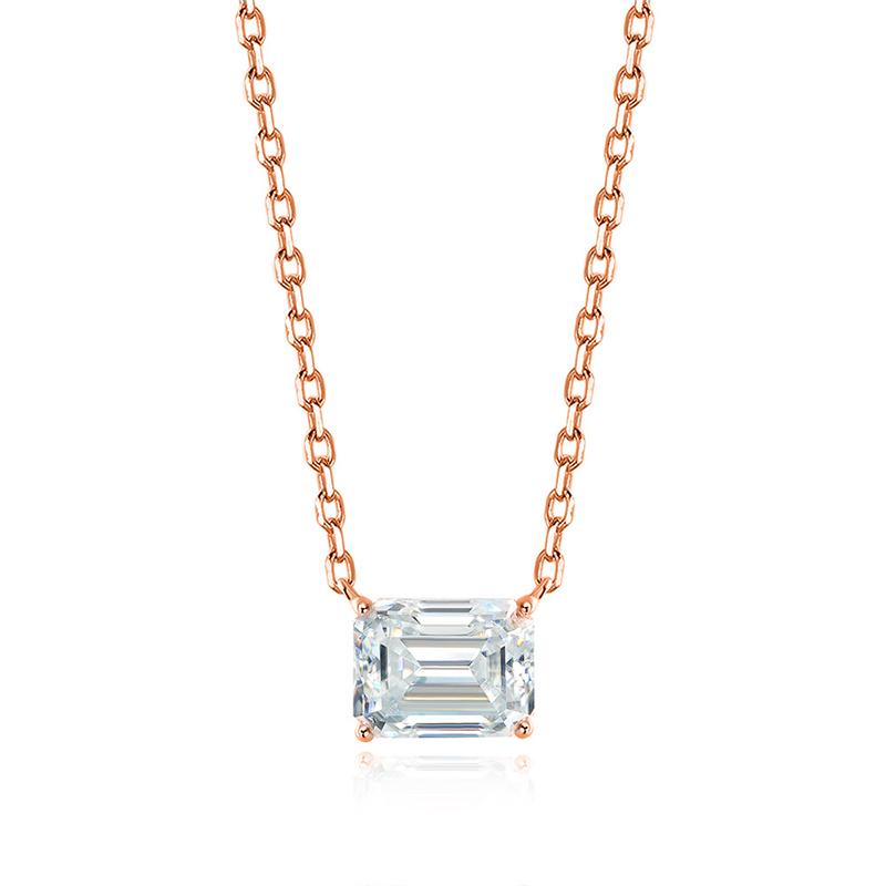 Smyoue 1-3CT Solitaire Moissanite Necklace for Women Emerald Cut Lab Diamond Wedding Female Necklace 925 Sterling Silver Jewelry