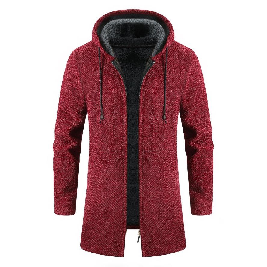 Men's Sweaters Coat Autumn Winter New Warm Zipper Medium Long Velvet  Cardigan Sweaters Man Casual Knitwear Plush Sweatercoat Mens Clothes
