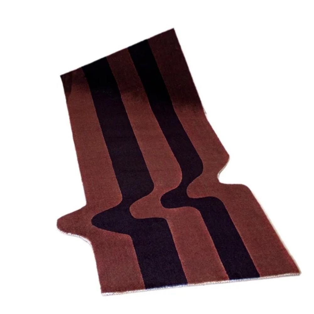 Dunkelgrüner gestreifter Wellenteppich Nachttisch Anti-Rutsch-Matte für Schlafzimmer Nordischer Stil Wohnzimmer Schlafzimmer Fußmatte Heimdekoration