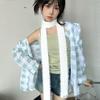 Falling Pool Knitwear Black & White Fluffy Narrow Stripe Scarf – Versatile Y2K Style for Women
