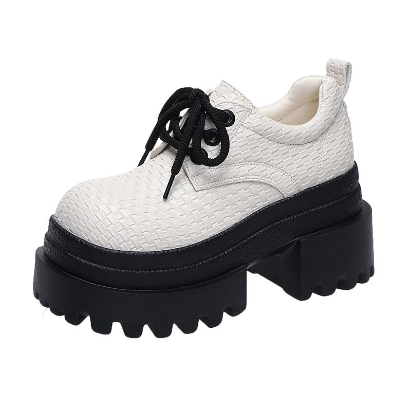 Fashion Designer New Autumn Women Weave Leather Sneakers Pumps 9CM High Platform Casual Shoes Thick Sole Walking Shoes Zapatos Mujer