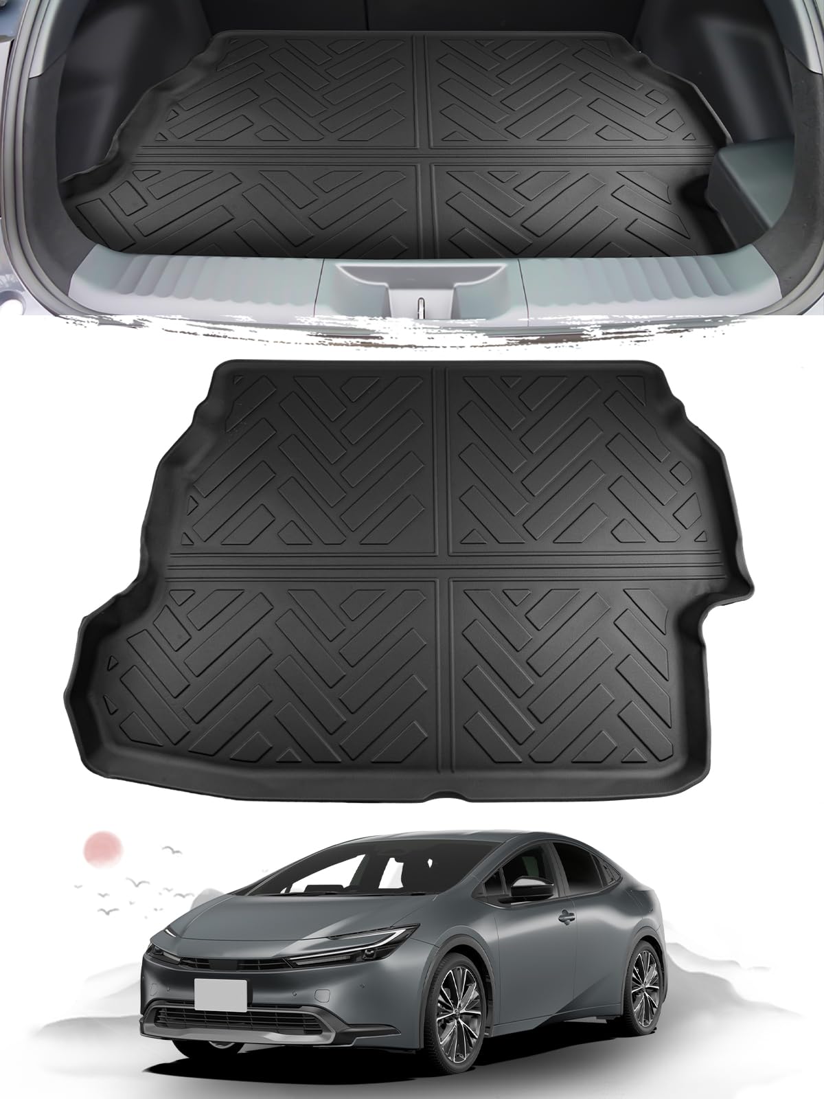 

Ruiya Складной коврик для багажника для новой Toyota Prius 60 3D Багажник TPE Легкий в багажник Заказной Новая серия Prius 60 Моющаяся серия, Поддон, Водонепроницаемый,