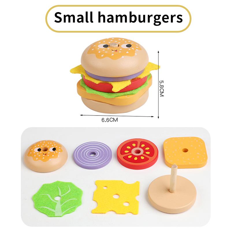 Kids Kitchen Playset Sim Burger Fries Restaurant Order Food Games Hamburger Sandwich Stacking Cooking Parent Child Games 1SET Kitchen Playset