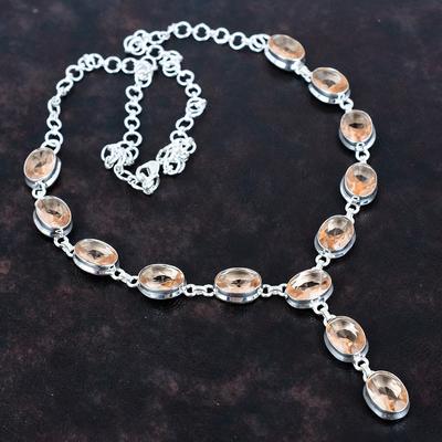 Faceted Morganite Gemstone Necklace 925 Sterling Silver Necklace Handmade Jewelry Adjustable Chain Necklace Silver Jewelry Anniversary Gifts
