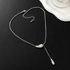 Stainless Steel Water Drop Pendant Tassel Necklace Snake Bone Chain Jewelry