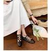 Fashion Classic Fretwork Polka Dot Sheepskin Fringe Lace-Up Woman Flats Solid Hollow Cross-Tied Sewing Mary Janes Zapatos Mujer 35-40