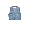 Women's Spring Clothing Balloon Style High Waist Jeans 3777025 V Neck Sleeveless Denim Vest 3777024