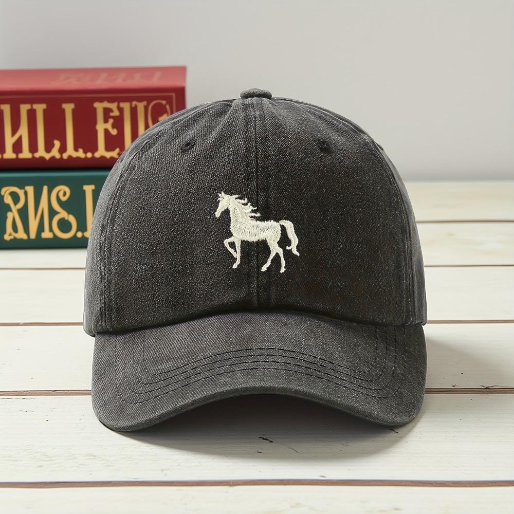 1pc Classis Vintage Washed Baseball Caps for Women,Running Horse,Lightweight Adjustable Fit Caps for All Seasons Everyday,Sports