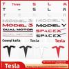 3d ABS Chrome Black Red Logo Dual Motor Emblem Letters Car Trunk Badge For Model Y 3 X S Dual Motor Sticker Accessories
