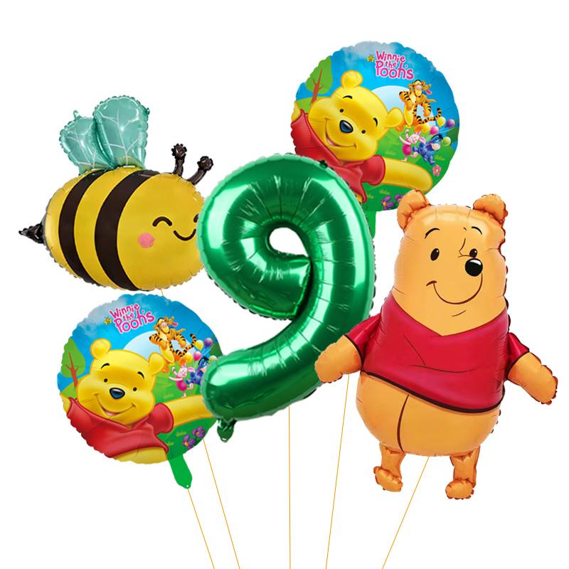 5 unidades Balão de Abelha Desenho Animado Winnie The Pooh Suprimentos para Festa Winnie Balões de Festa de Urso para Chá de Bebê Decorações de Festa de Aniversário
