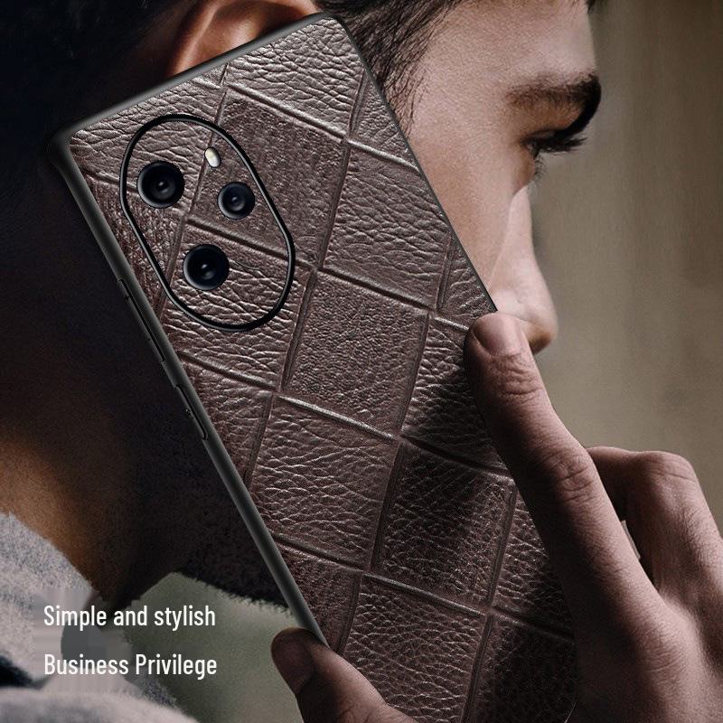 Husă protectoare din piele naturală pentru Honor 90 Pro cu model diamantat