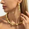 Salircon Vintage Chunky Necklace Irregular Geometric CCB Necklace Drop Earrings Jewelry Women Fashion Accessory Party Daily Wear