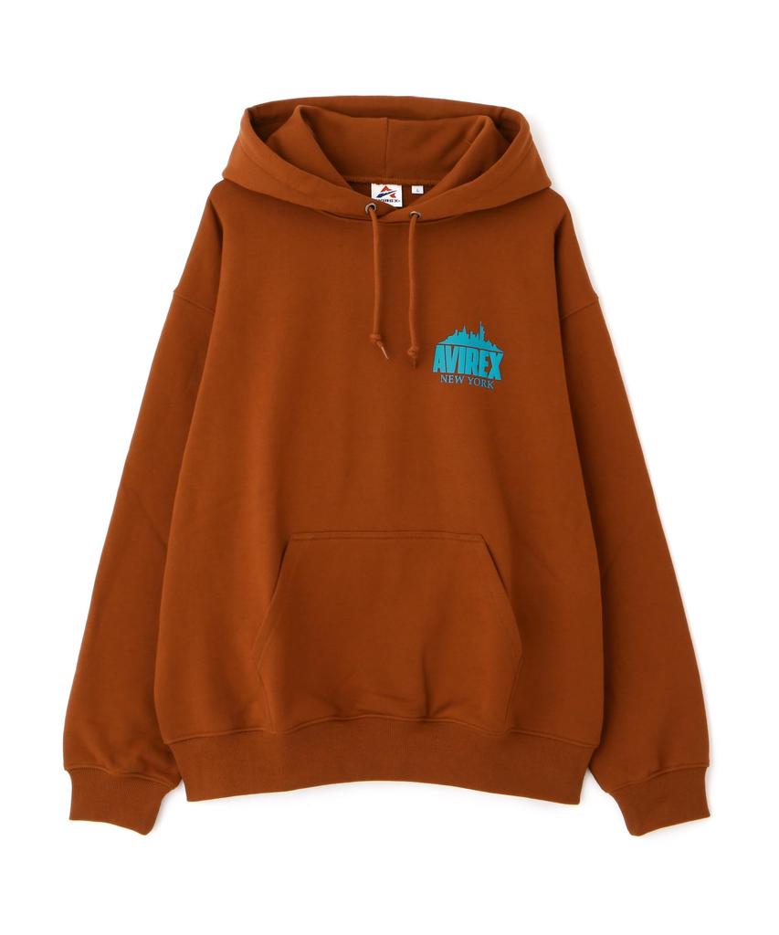 Avirex NEWYORK CITY SCAPE SWEAT PULLOVER HOODIE New York City Escape Sweat Pullover Size (WEB EXCLUSIVE) Men's Hoodie, M, 050, Brown, 783-4131010