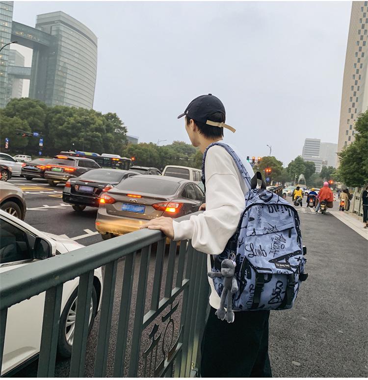 Trendy Harajuku-Style Graffiti Backpack for Students - Large Capacity, Unisex, Perfect for High School & College