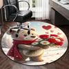 1pc Anime Design Round Carpet - Cute Bear with Flowers, Office Chair Mat, Non-Slip Rug for Home Decor, Seasonal Gift, Suitable for Office and Living R