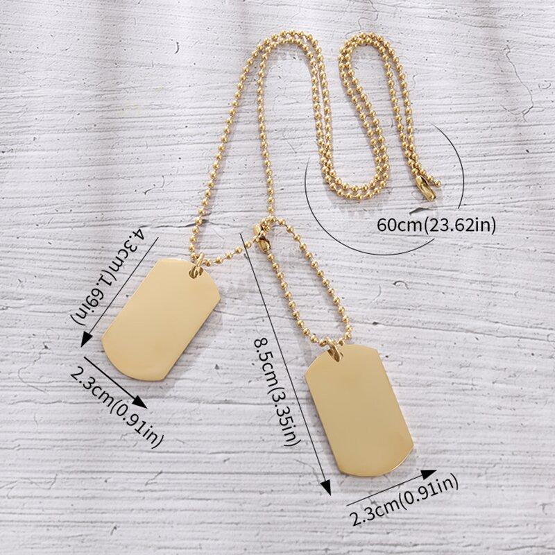 Collana da Uomo con Doppia Medaglietta Rettangolare in Acciaio Inossidabile, Ciondolo Medaglietta Militare in Acciaio Titanio, Gioielli Militari da Uomo