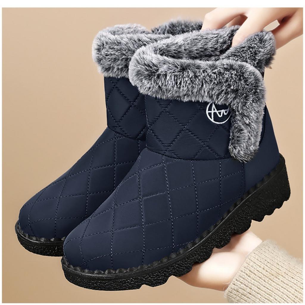 Snow Boots for Women In Autumn and Winter, Women's Midsole Cotton Shoes with Thick Fleece and Warm Cotton Boots