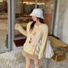 Slack Puppy Print Yellow Long-sleeved T-shirt Women's Summer New Korean Loose Sunscreen Versatile Crew Neck Top