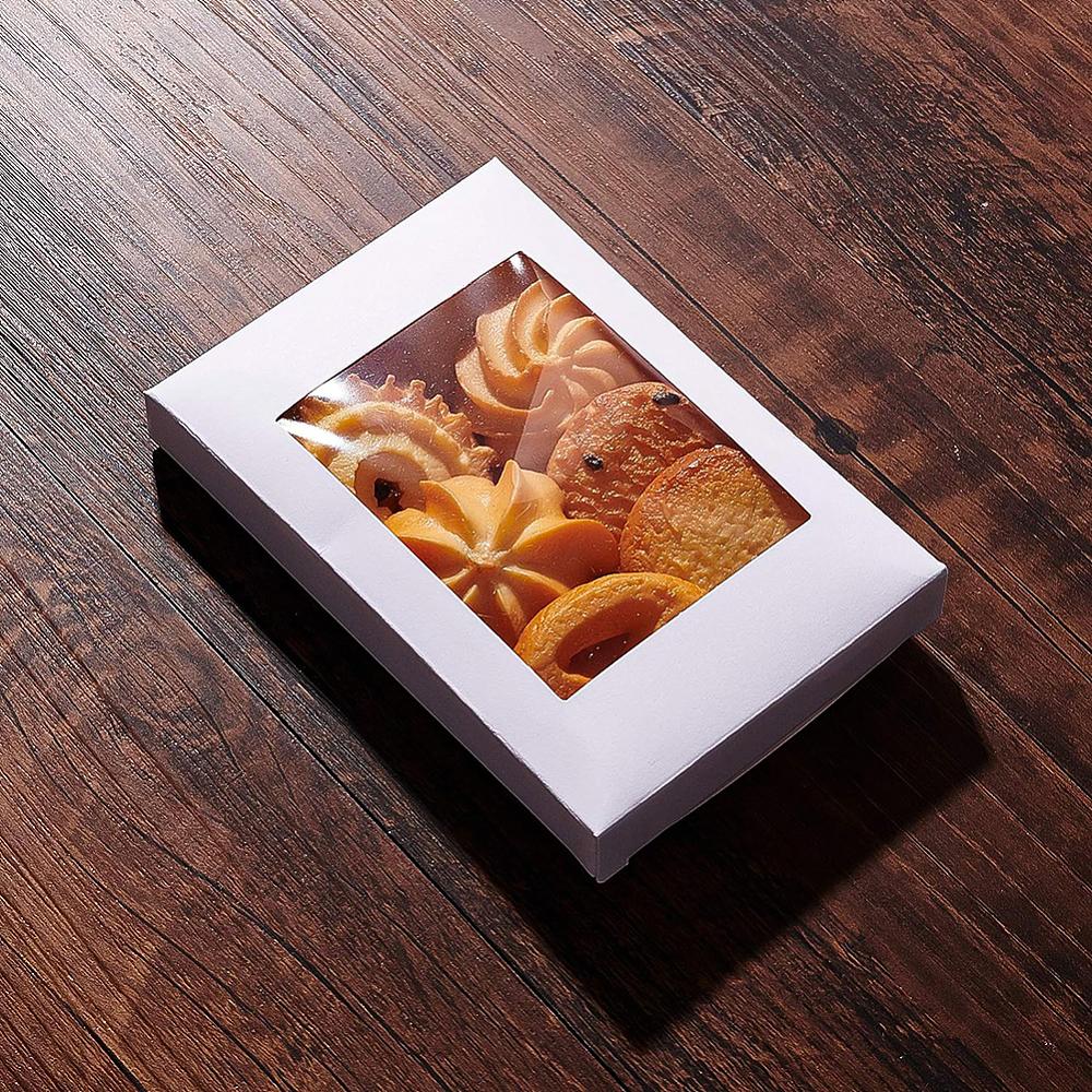 30pcs Foldable Creative Kraft Paper Box Wedding Favor Boxes Favour Box Paper Gift Box with Clear Window Rectangle White Box: 12.5x8.5x1.5cm