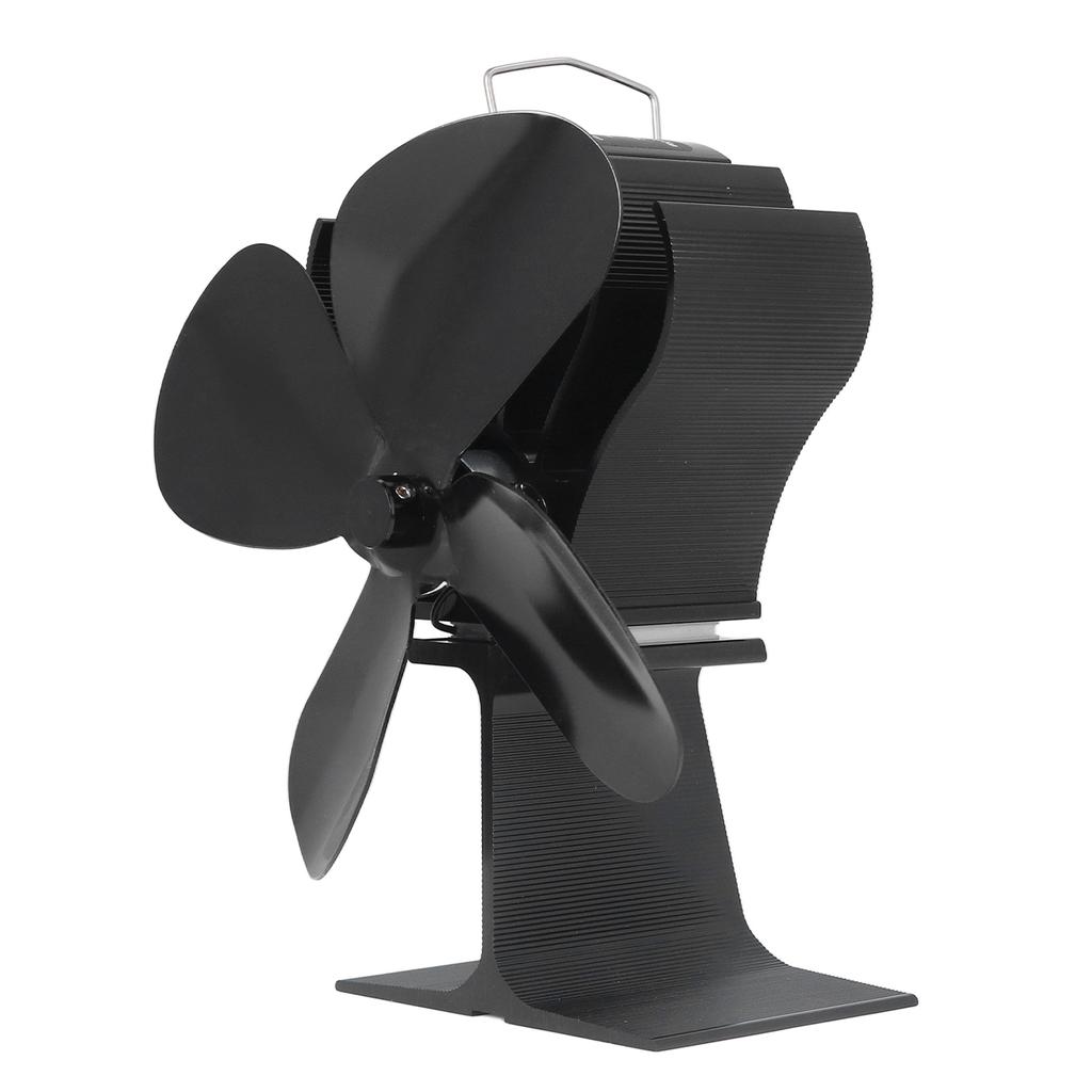 4 Blade Fireplace Fan Aluminium Alloy Heat Powered High Temperature Resistant Stove Fan for Home