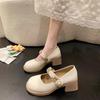 Autumn Mary Jane new outer wear small fragrant style small leather shoes light mouth high heel single shoes with skirt
